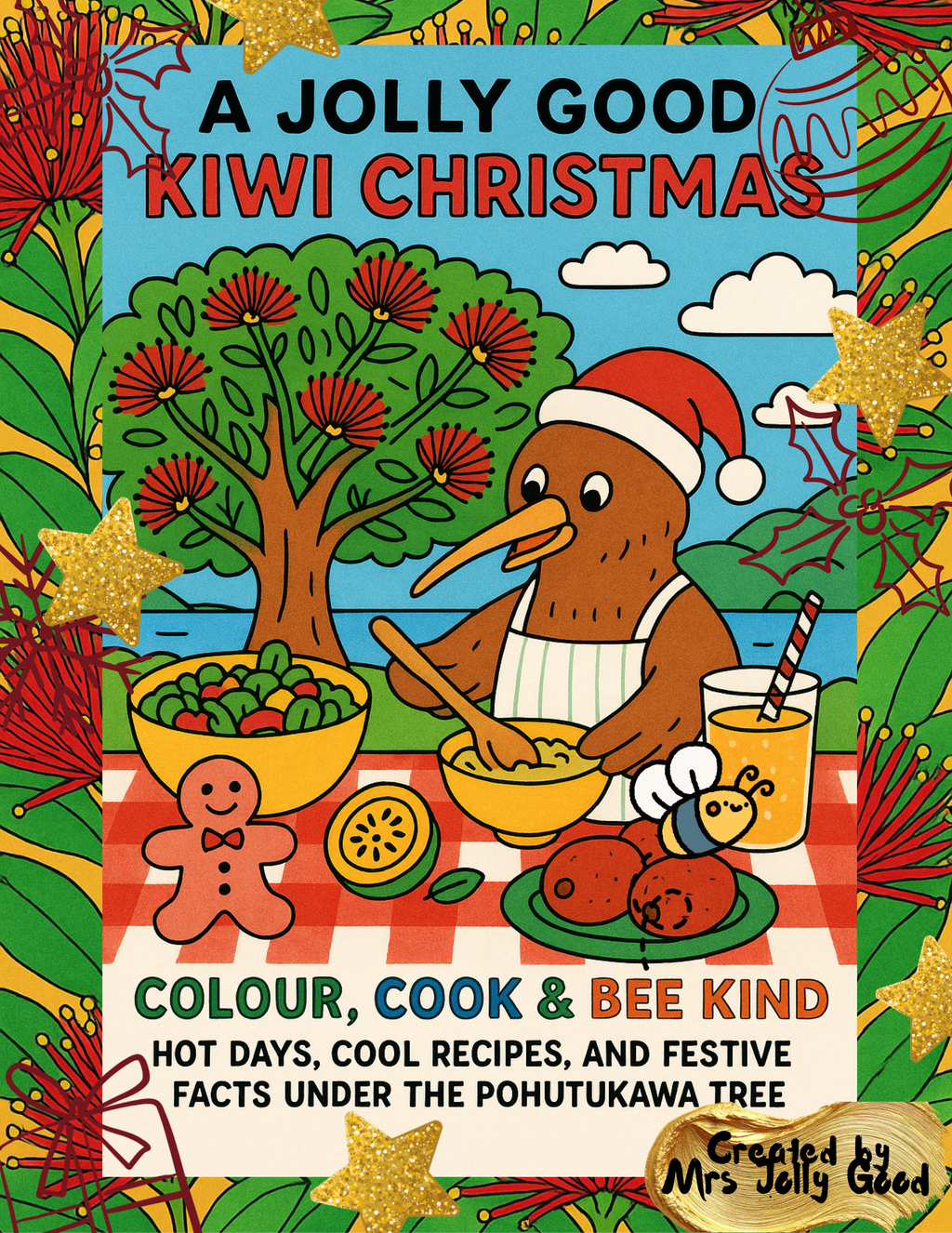 A Jolly Good Kiwi Christmas: Colour, Cook & Bee Kind - Hot Days, Cool Recipes, and Festive Facts under the Pōhutukawa Tree