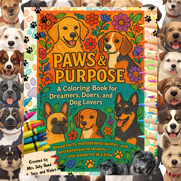 Paws & Purpose: A Coloring Book for Dreamers, Doers, and Dog Lovers (Mrs Jolly Good Coloring Books) Paperback